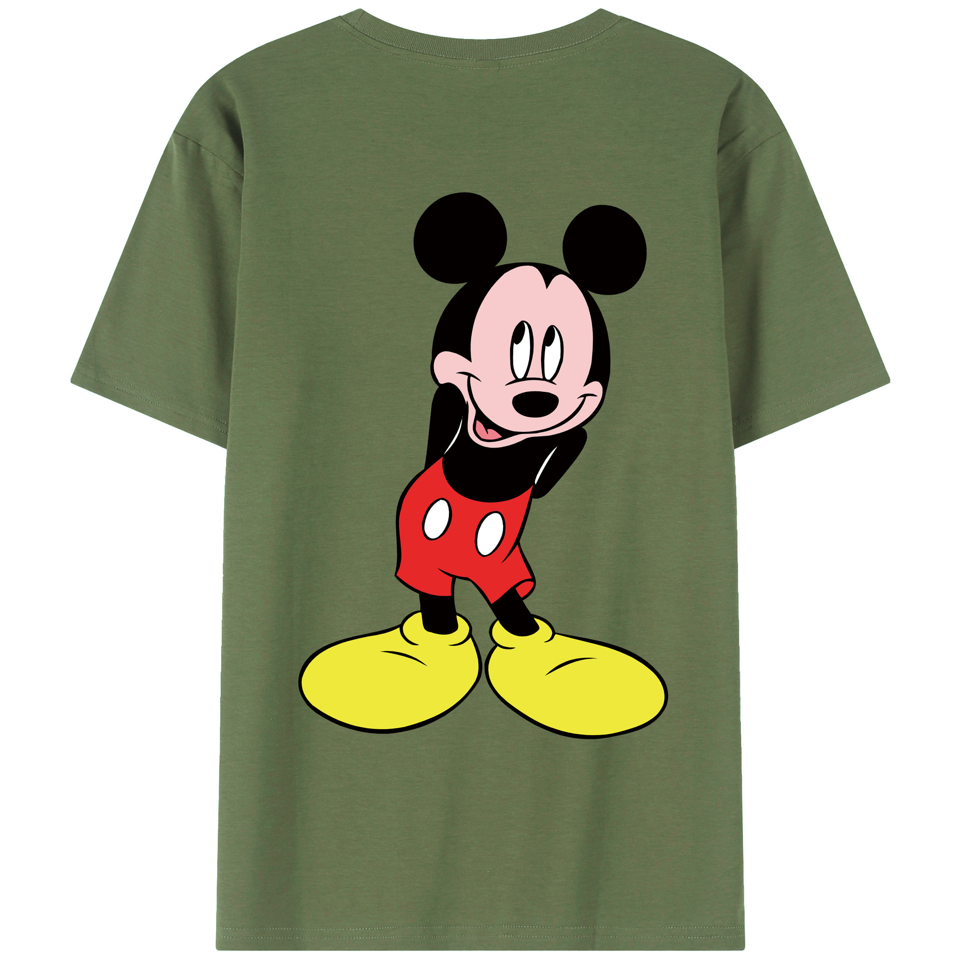 ミッキーマウス Mickey Mouse 綿100％ メンズ半袖Tシャツ（バックプリント） 通気性